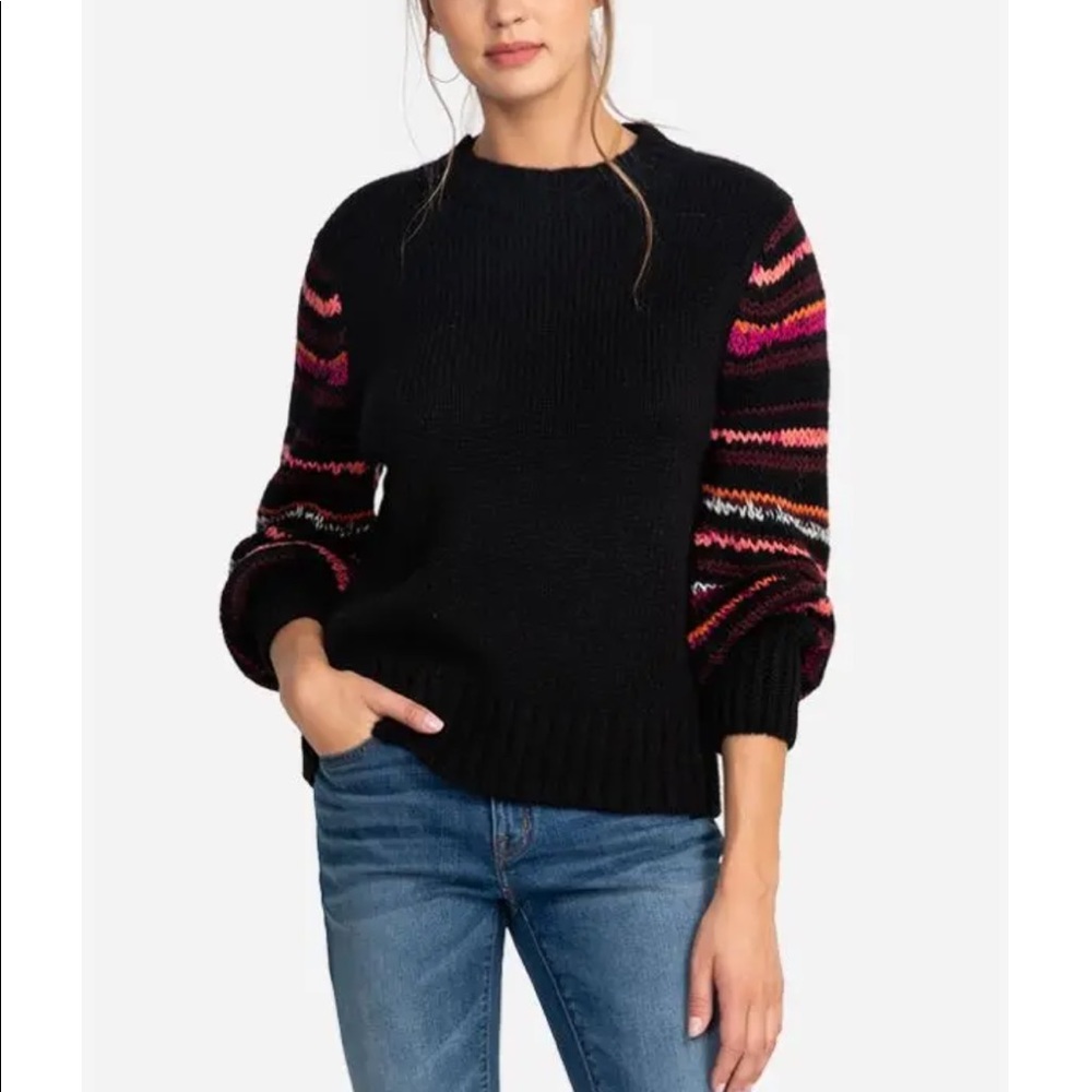 Johnny Was Kurt Sweater pullover alpaca wool blend black M